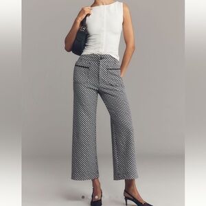 Anthropologie COLETTE Knit Crop Wide-Leg Pants Maeve Black and White 31 NEW